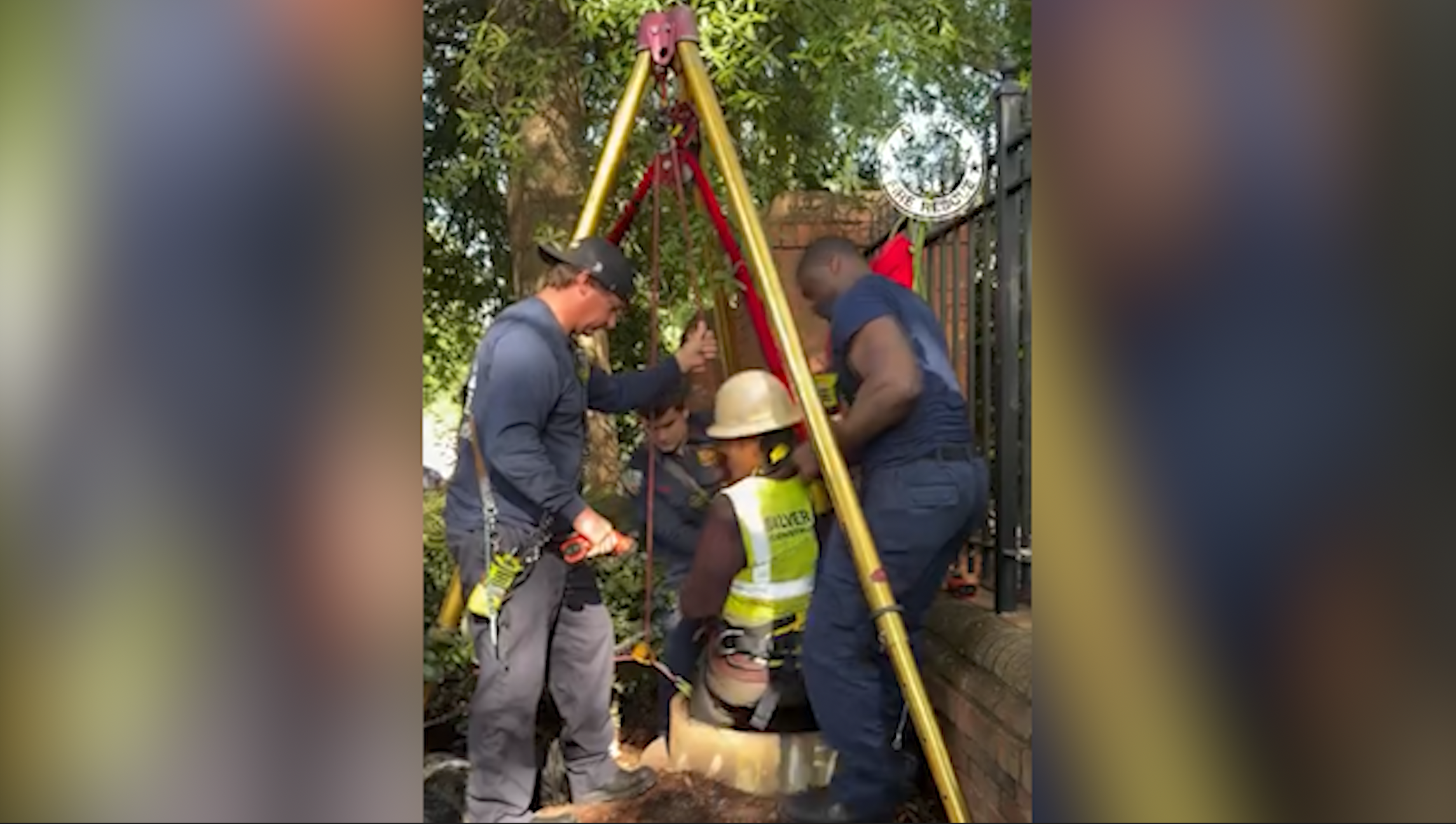 VIDEO: Worker rescued after falling from ladder inside 20-foot deep manhole  — WESH 2 Orlando